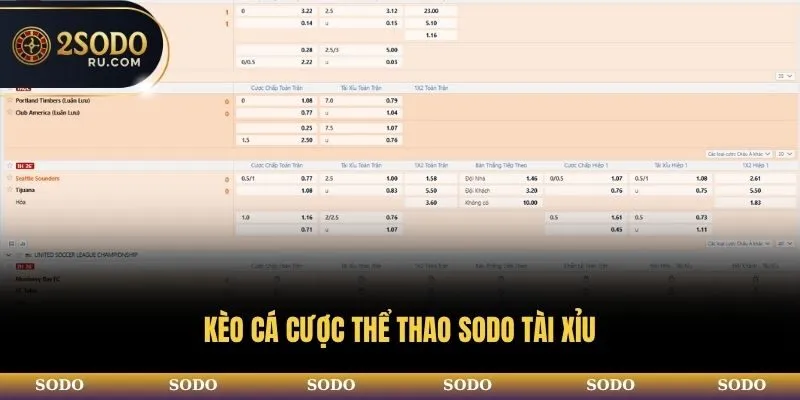 CÁ CƯỢC THỂ THAO SODO - SẢNH GAME SÔI ĐỘNG NHẤT 2025 3 Kèo cá cược thể thao SODO tài xỉu